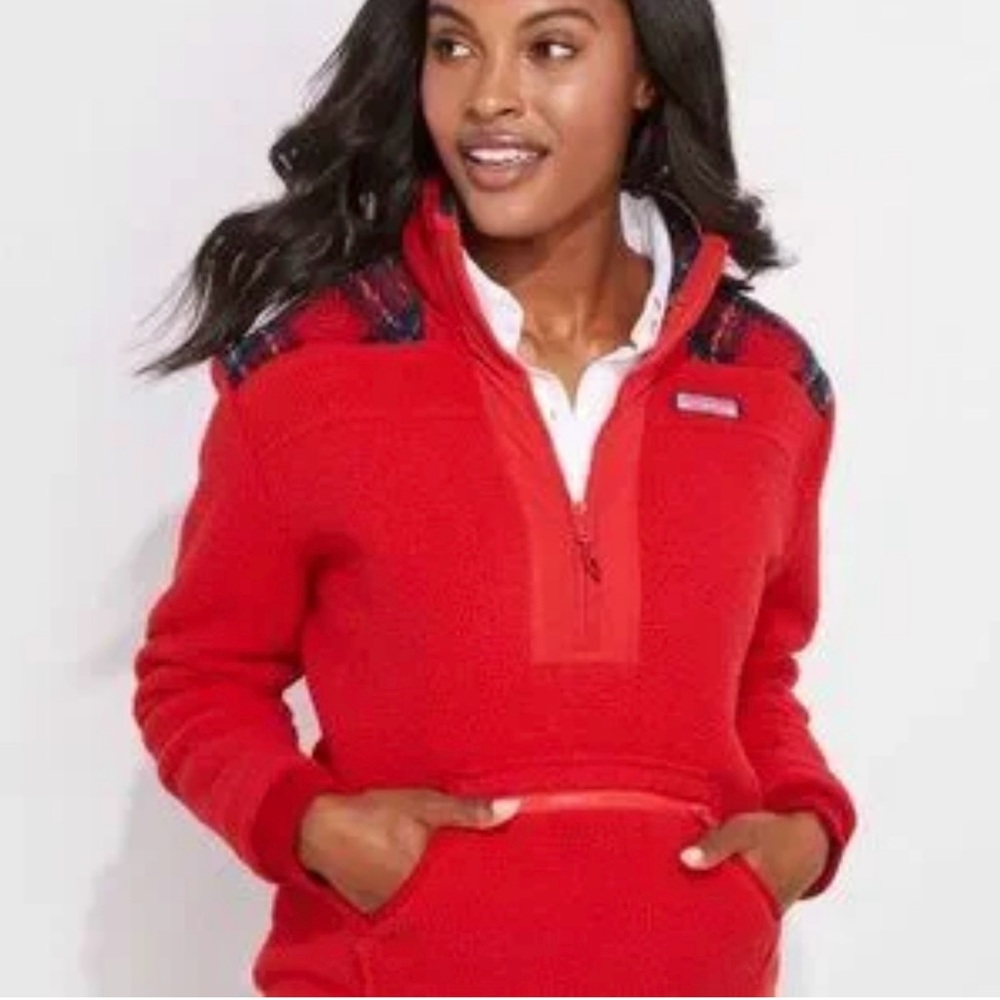 Vineyard Vines Red Super Sherpa NWT Medium cute